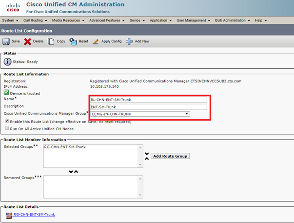 Route Group, Route List and Route Pattern creation – Network Solutions